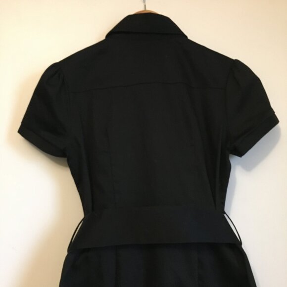 Y2K Black Military Goth Cotton Button Down Dress - Picture 5 of 16